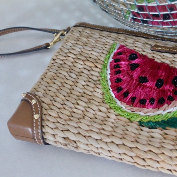 Michael Kors Bags | Watermelon Embroidered Straw Clutch | Poshmark