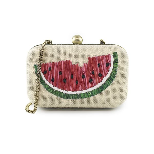 Watermelon raffia/Straw clutch bag | 100% Vegan Handbags | 100% Cute