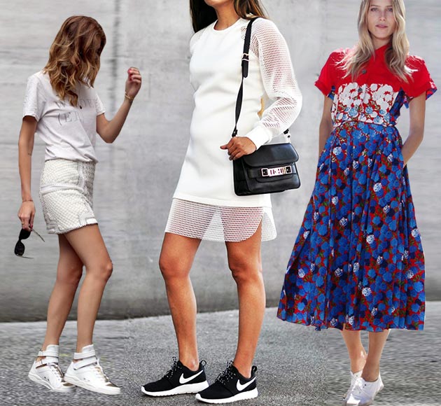 10 Ways of Wearing Running Shoes and Sneakers With Dresses