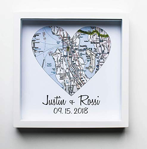 Amazon.com: Heart Map Framed Art Map Heart Wedding Gifts for Couples