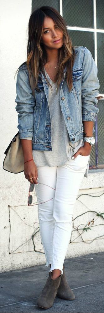 White Jeans Spring Outfits