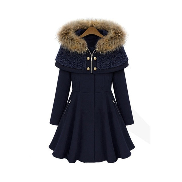 New Fashion Nice Vintage Winter Coats Woolen Jacket Slim Hooded