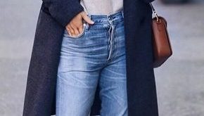Winter #Outfits / Navy Blue Coat - Crop Jeans | WINTER OUTFITTS