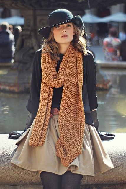 Brown Knit Scarves For Winter Fashion » Celebrity Fashion, Outfit