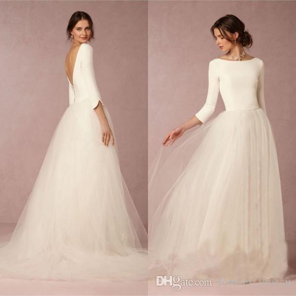 Discount Cheap Stunning Winter Wedding Dresses A Line Satin Top