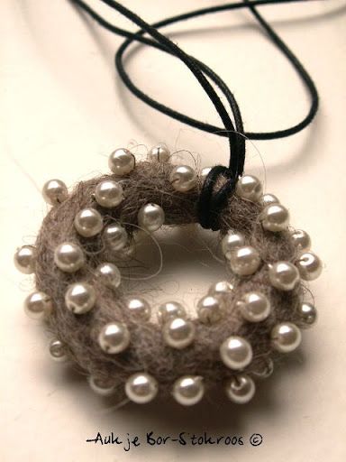 Felt Necklace with beads by Aukje Bor-Stokroos #wetfelting