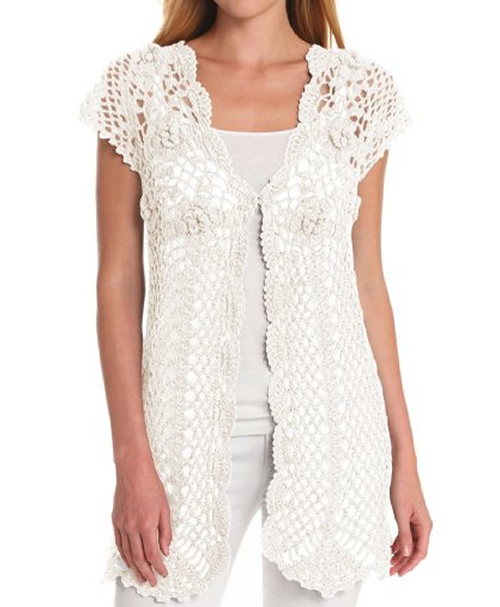 Pin My Style» 70s Fashion Crochet Fringe Vest with Silver Cuff Bangles