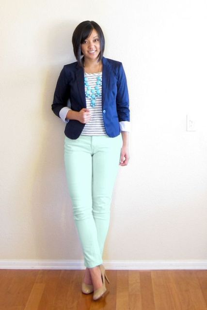 Women Outfits With Mint Pants