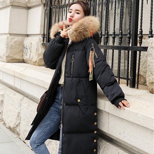 JKKUCOCO Newest Winter Jacket Women Fashion Button Decoration Fur
