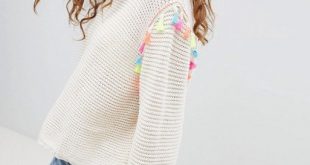 Bershka pompom sweater in cream | AZG SP19 GRAPHICS | Clothes