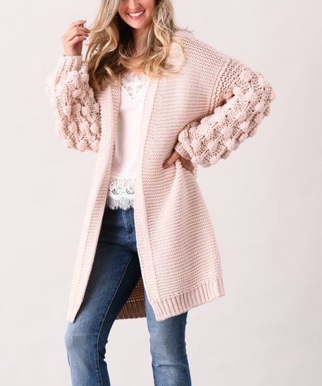Simply Couture Pink Pom Pom-Sleeve Cardigan - Women & Plus | Outfits