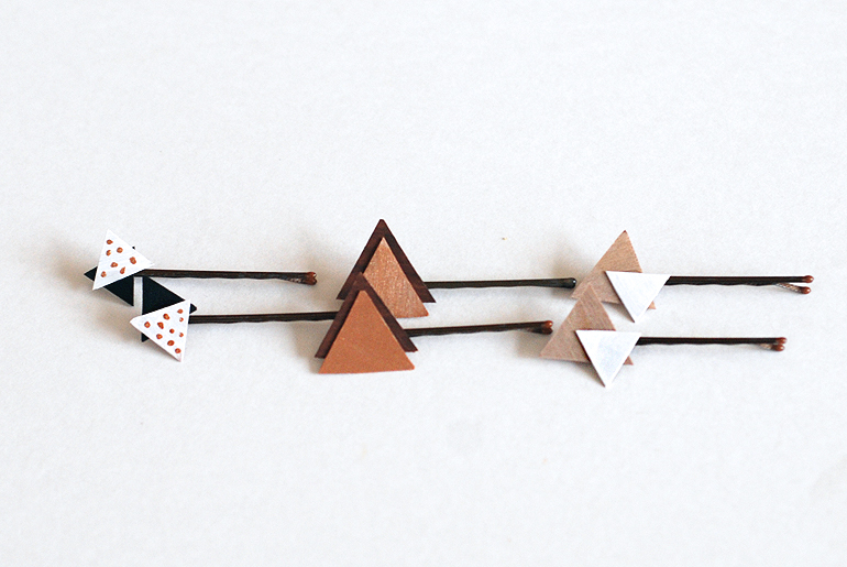 DIY Wooden Triangle Hair Pins - The Merrythought