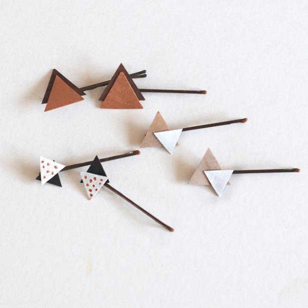 DIY project - Wooden triangle hair pins | Beebee