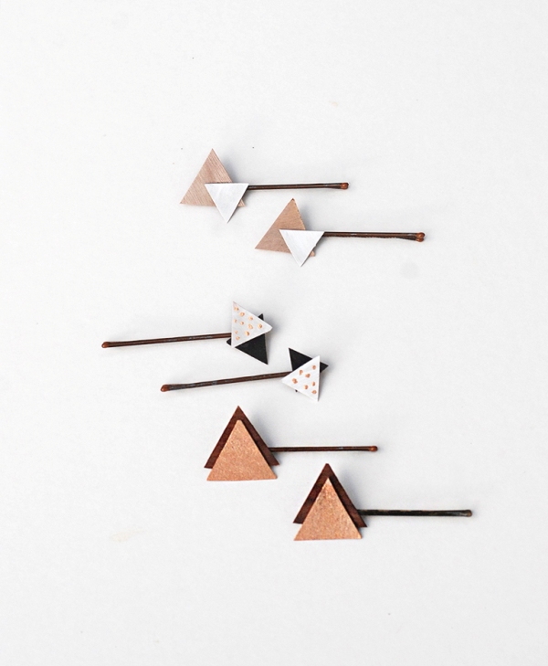 Picture Of pretty diy wooden triangle hair pins 1