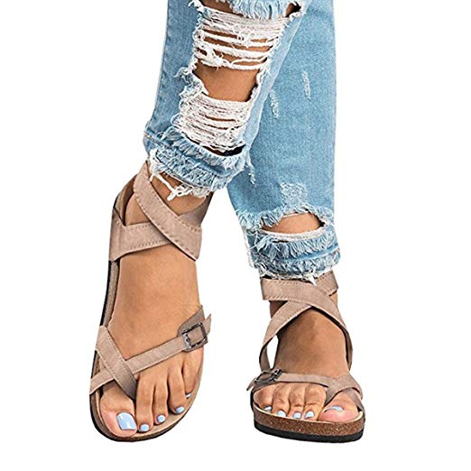 Amazon.com: Huiyuzhi Womens Flat Gladiator Sandals Ankle Wrap