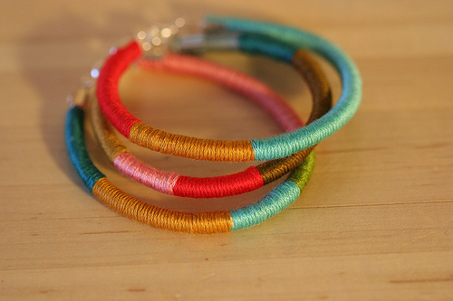 Wee Wonderfuls Archive: floss wrapped bracelets