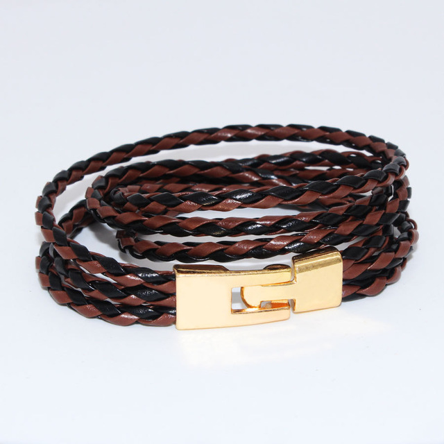wbo405 Handmade leather bracelet multi layer wrapped wax rope
