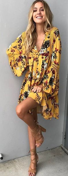94 Best Yellow dress outfits images | Casual dresses, Dress outfits
