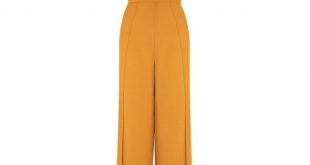 River Island Mustard yellow wide split leg cami jumpsuit ($130